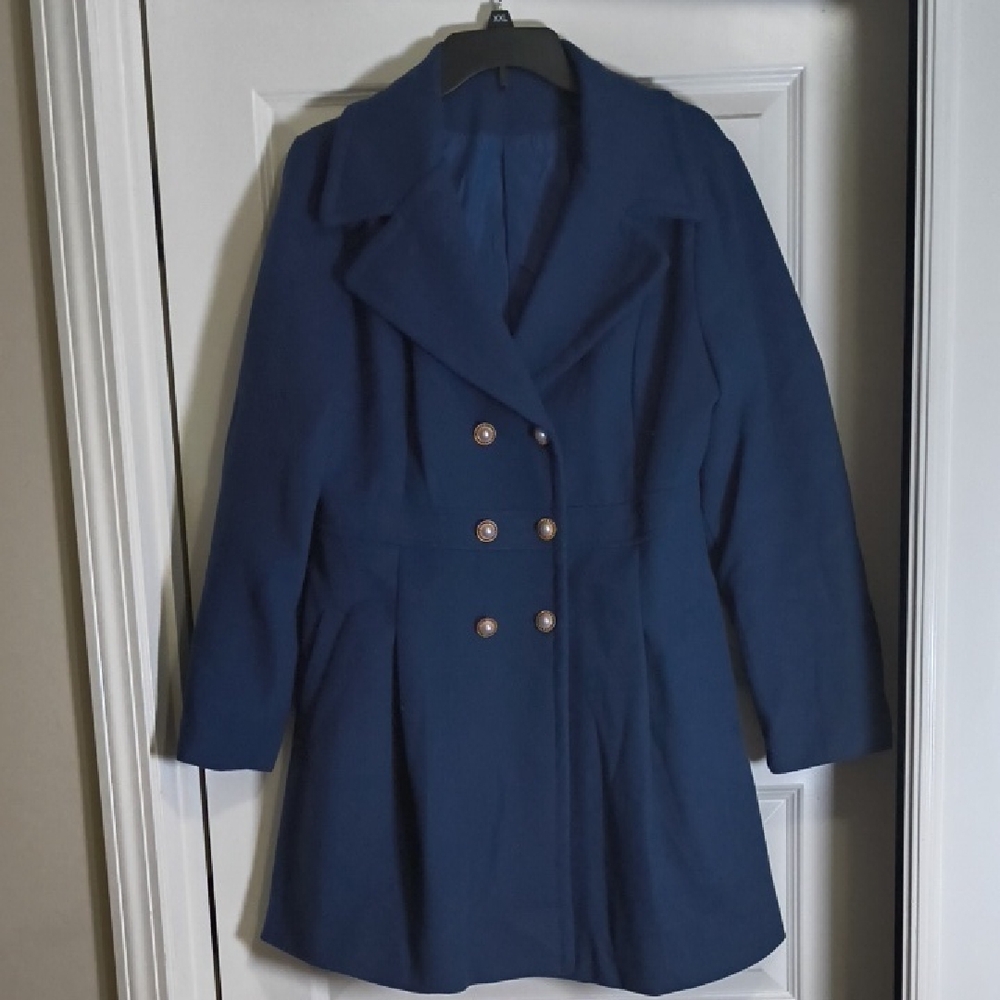 Classic Navy Double-Breasted Women's Pea Coat